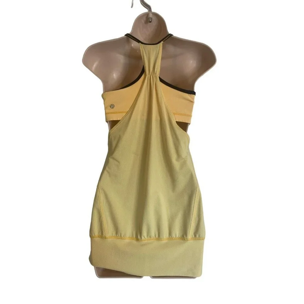 Lululemon Bra Tank Fitness Top Size 4 Relaxed Fit Yellow Black Racerback